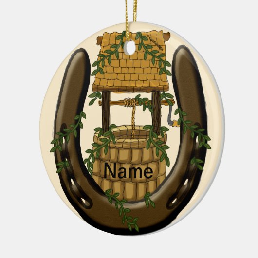 Amish Hoefijzer Wishing Well aangepaste naam ornam Keramisch Ornament (Links)