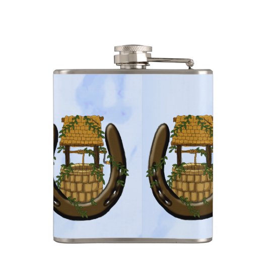 Amish Hoefijzer Wishing Well kolf Heupfles (Achterkant)