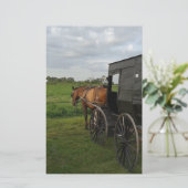 Amish Horse and Buggy at Sunset Briefpapier (Staand voorkant)