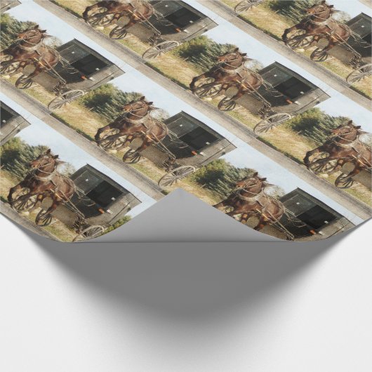 Amish Horse and Buggy Cadeaupapier (Hoek)