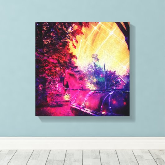 Amish Horse and Buggy Fun Digital Art Canvas Afdruk (Insitu (Houten vloer))