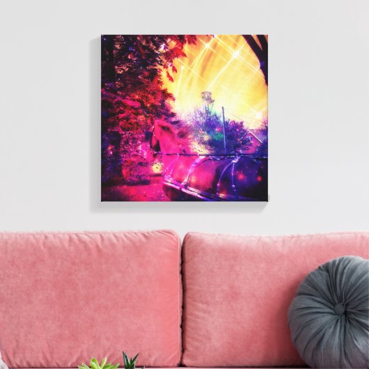 Amish Horse and Buggy Fun Digital Art Canvas Afdruk (Insitu (Woonkamer))