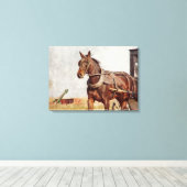 Amish Horse and Buggy in Kalona, Iowa Canvas Afdruk (Insitu (Houten vloer))