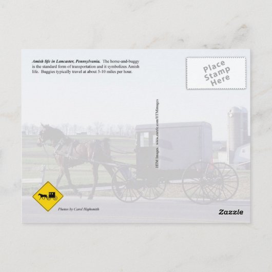 Amish Horse and Buggy, Lancaster, PA Briefkaart (Achterkant)