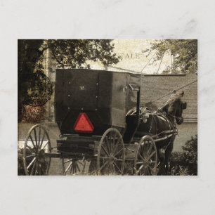 Amish Horse and Buggy Sepia Briefkaart Digital Art
