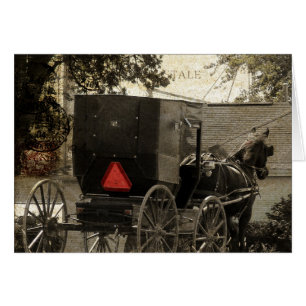 Amish Horse and Buggy Sepia Briefkaart Digital Art