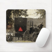 Amish Horse and Buggy Sepia Briefkaart Digital Art Muismat (Met muis)