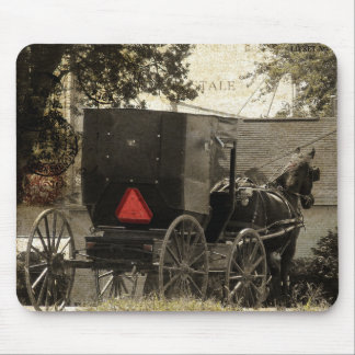 Amish Horse and Buggy Sepia Briefkaart Digital Art Muismat