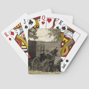 Amish Horse and Buggy Sepia Briefkaart Digital Art Pokerkaarten