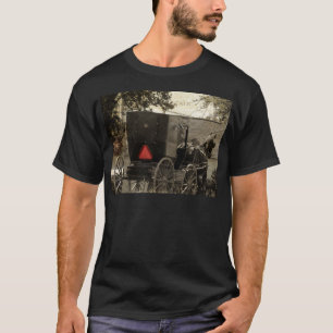 Amish Horse and Buggy Sepia Briefkaart Digital Art T-shirt
