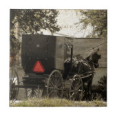 Amish Horse and Buggy Sepia Briefkaart Digital Art Tegeltje (Voorkant)