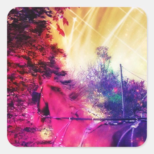 Amish Horse and Buggy, Space Edit Vierkante Sticker (Voorkant)