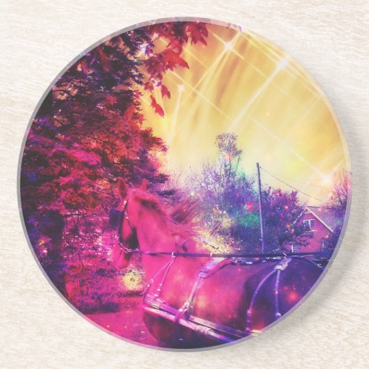 Amish Horse and Buggy, Space Edition Zandsteen Onderzetter (Voorkant)