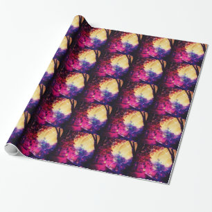 Amish Horse and Buggy Trippy Colorful Digital Art Cadeaupapier