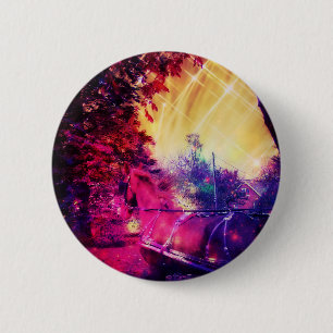Amish Horse and Buggy Trippy Colorful Digital Art Ronde Button 5,7 Cm
