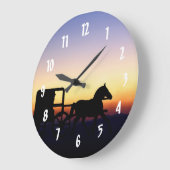 Amish Horse and Buggy Wall Clock Grote Klok (Hoek)