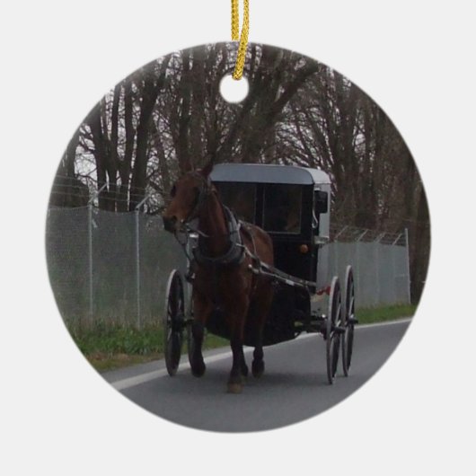 Amish Horse & Buggy Ornament (Voorkant)