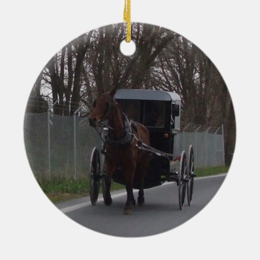 Amish Horse & Buggy Ornament (Achterkant)