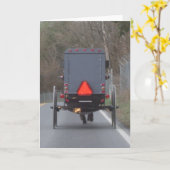 Amish Horse & Buggy Wenskaart Kaart (Gele Bloem)