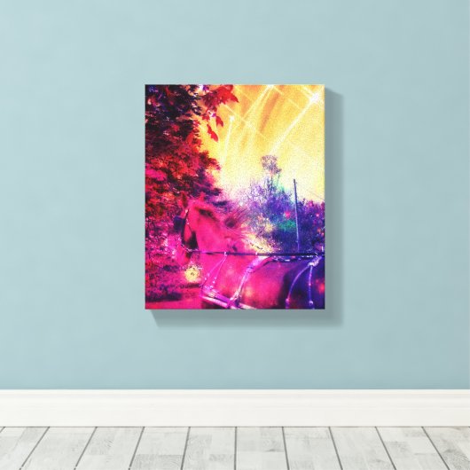 Amish Horse Fun Canvas Afdruk (Insitu (Houten vloer))