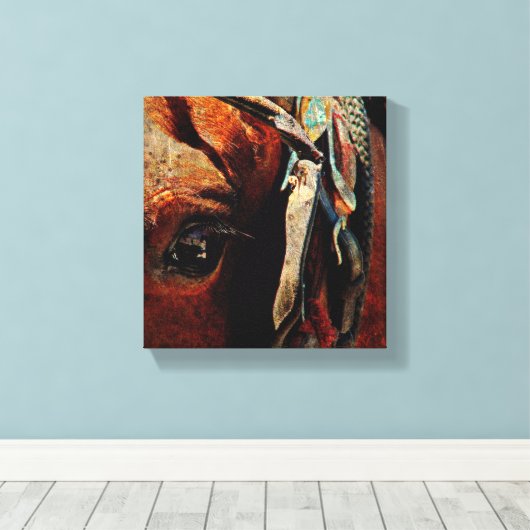 Amish Horse Grunge Canvas Afdruk (Insitu (Houten vloer))