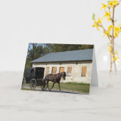 Amish Horse in Bentonsport, Iowa Birthday Kaart (Gele Bloem)