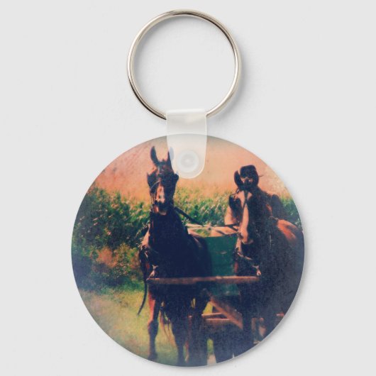 Amish Horse Team Sleutelhanger (Voorkant)