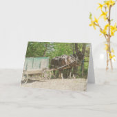 Amish Horses en Wagon Kaart (Gele Bloem)