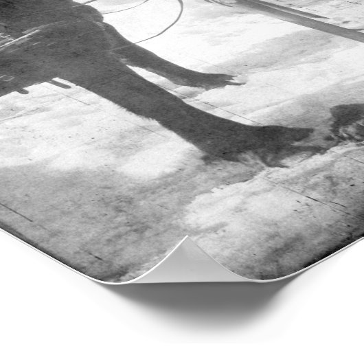 Amish Horses in Black and White Grunge Poster (Hoek)