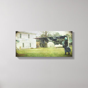 Amish Laundry Day Canvas Afdruk