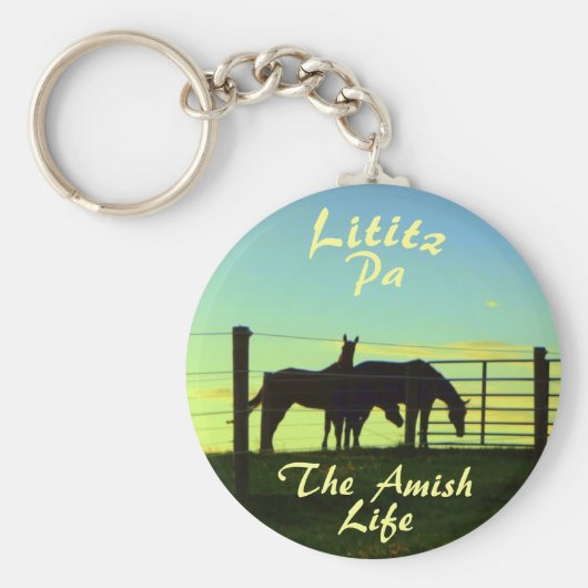 Amish Life, Lititz Horses Ketchain Sleutelhanger (Voorkant)