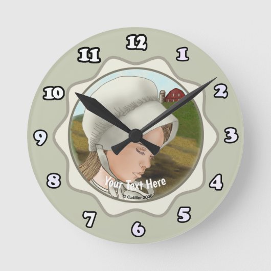 Amish meisje met muts ronde klok (Voorkant)