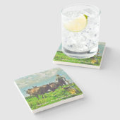 Amish Onderzetters, Amish Farmer en Paarden! Stenen Onderzetter (Zijkant)