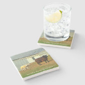 Amish Onderzetters, Moeder Sheep, Twin Lambs! Stenen Onderzetter (Zijkant)