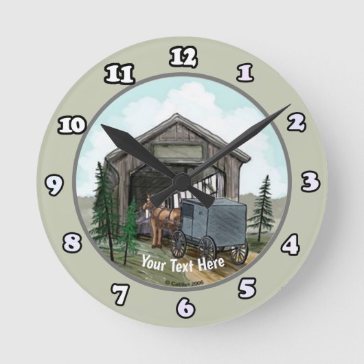 Amish Overdekte Brug Ronde Klok (Voorkant)