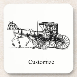 Amish Paar in Buggy Thunder_Cove Bier Onderzetter