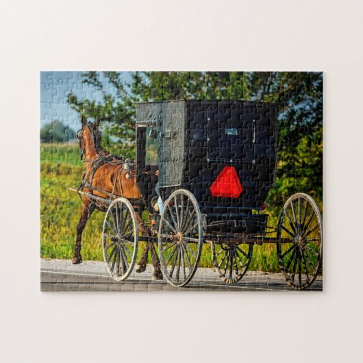 Amish Paard Brikje Indiana. Legpuzzel (Horizontaal)
