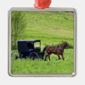 Amish paard en buggy bij Berlijn, Ohio. Metalen Ornament (Voorkant)