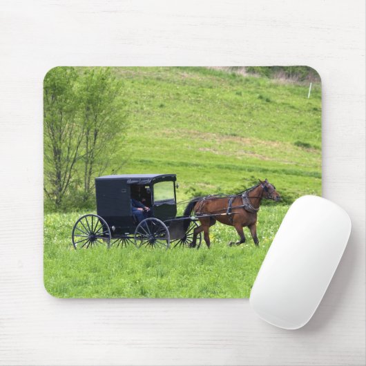 Amish paard en buggy bij Berlijn, Ohio. Muismat (Met muis)