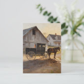 Amish paard en buggy briefkaart (Staand voorkant)