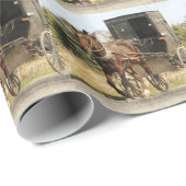 Amish paard en buggy cadeaupapier (Rol Hoek)