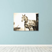 Amish paard en buggy in sepia canvas afdruk (Insitu (Houten vloer))