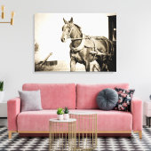Amish paard en buggy in sepia canvas afdruk (Insitu (Woonkamer))
