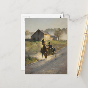 Amish paard en buggy op het grindpad  briefkaart
