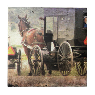 Amish Paard en Buggy Tegeltje