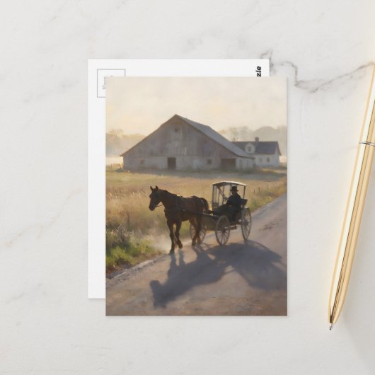 Amish Paarden Schilderij Briefkaart (Voorkant / Achterkant in situ)
