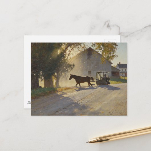 Amish Paarden Schilderij Briefkaart (Voorkant / Achterkant in situ)