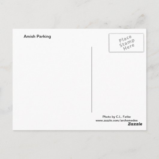 Amish Parking Briefkaart (Achterkant)