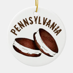 Amish Pennsylvania PA Dutch Foods Whoopie Pie Keramisch Ornament