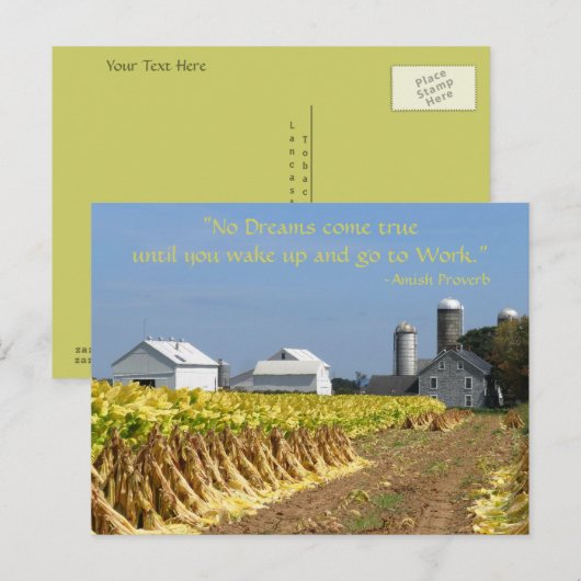 Amish Proverb. Dromen. Lancaster Lititz Briefkaart (Voorkant / Achterkant)